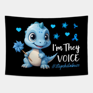 Dino Child Abuse I'M Their Voice Pinwheel Tapestry