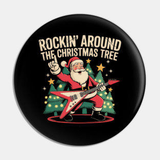 Santa Guitar Christmas Tree Pin
