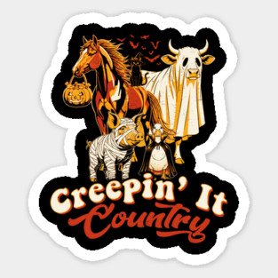 Creepin’ It Country Funny Halloween Farm Art Magnet
