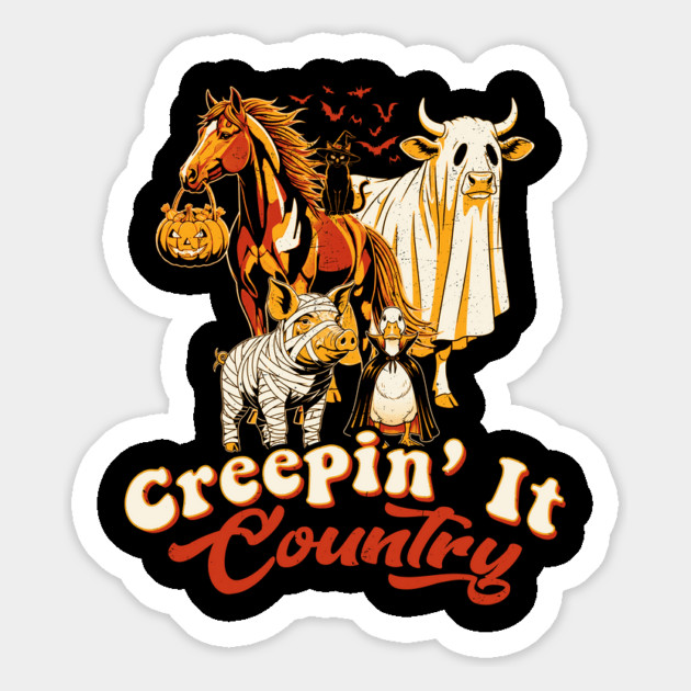 Creepin’ It Country Funny Halloween Farm Art Magnet by creative