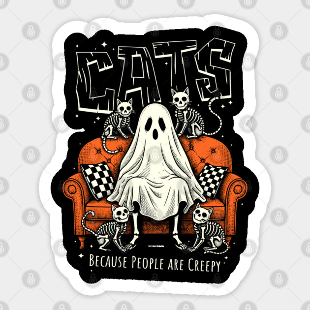 Cats,Because People Are Creepy Skeleton Cats & Ghost Meme Sticker by creative