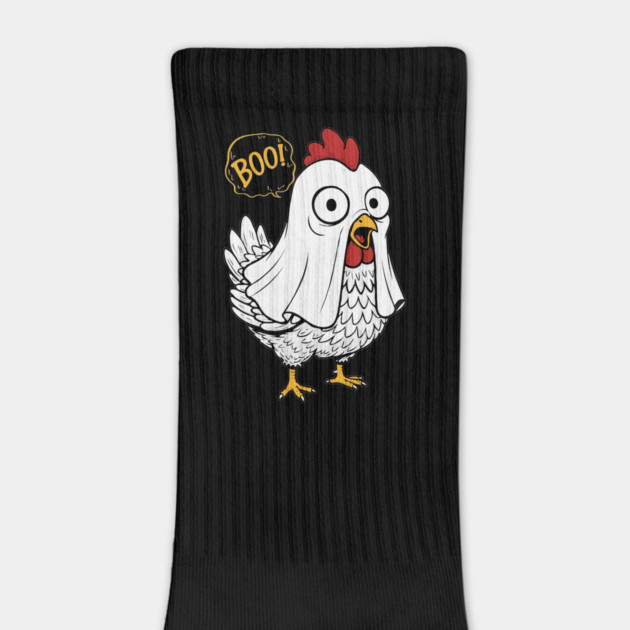 Boo! Chicken in Ghost Costume Funny Halloween Meme by creative