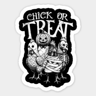 Chick or Treat Funny Halloween Chickens in Costume Sticker
