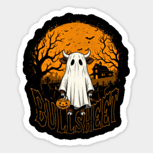 Bullsheet Highland Cow Ghost Halloween Funny Pun Sticker