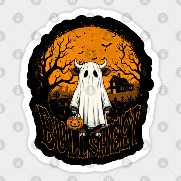 Bullsheet Highland Cow Ghost Halloween Funny Pun Sticker by creative