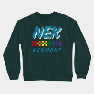 NEK Vermont Pride Design with Rainbow Checkered Flag for Northeast Kingdom Support Crewneck Sweatshirt