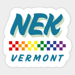 NEK Vermont Pride Design with Rainbow Checkered Flag for Northeast Kingdom Support Sticker