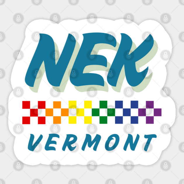 NEK Vermont Pride Design with Rainbow Checkered Flag for Northeast Kingdom Support Sticker by WarFX Designs