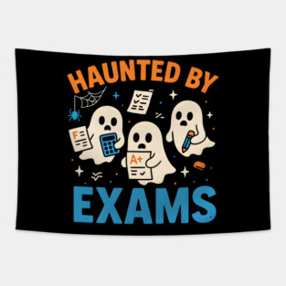 Haunted by Exams Funny Ghost Halloween Student Gift Tapestry