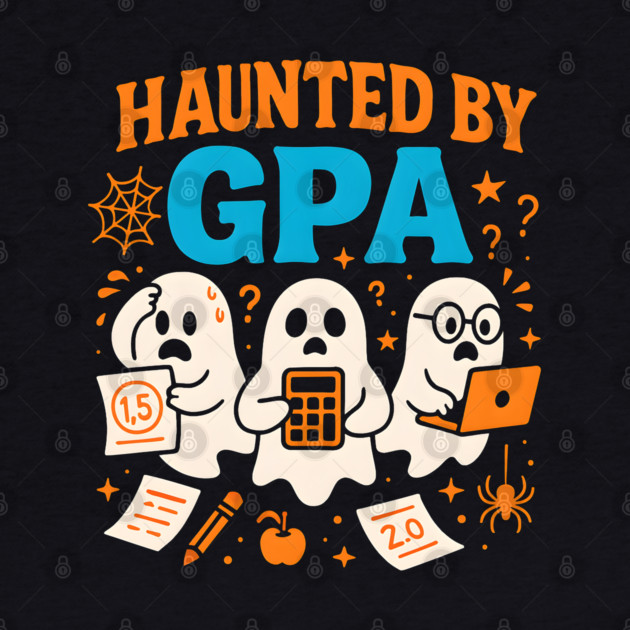 Haunted by GPA Funny Ghost Halloween Student Gift by MakerMind8.2