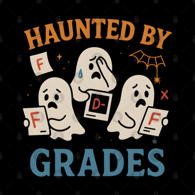 Haunted by Grades Funny Ghost Halloween Student Gift by MakerMind8.2