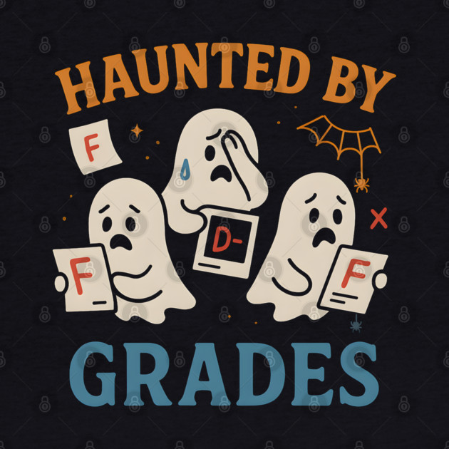 Haunted by Grades Funny Ghost Halloween Student Gift by MakerMind8.2