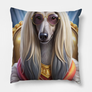 Funny Afghan Hound Poodle Mix Dog Design – Fluffy and Fabulous Pup Humor Pillow