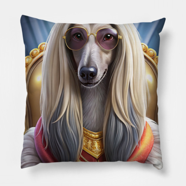 Funny Afghan Hound Poodle Mix Dog Design – Fluffy and Fabulous Pup Humor Pillow by IamActiveDog