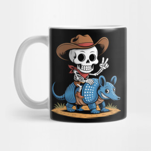 Armadillo Cowboy Skeleton Halloween Mug