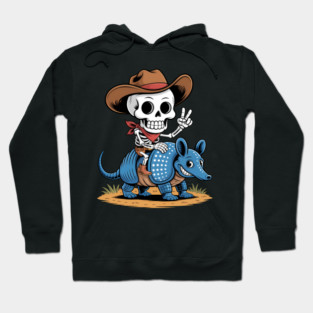 Armadillo Cowboy Skeleton Halloween Hoodie