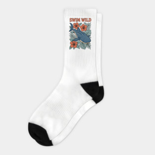 Swim Wild Whale Shark Tropical Design Socks