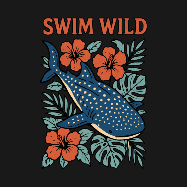 Swim Wild Whale Shark Tropical Design by Designed By Marty