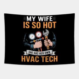 HVAC Technician Costume Husband and Wife Air Conditioning Tapestry