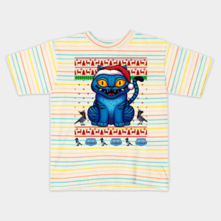 Derpy Tiger Kpop Demon Hunters Ugly Christmas Sweater Kids T-Shirt