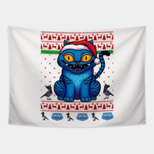 Derpy Tiger Kpop Demon Hunters Ugly Christmas Sweater Tapestry
