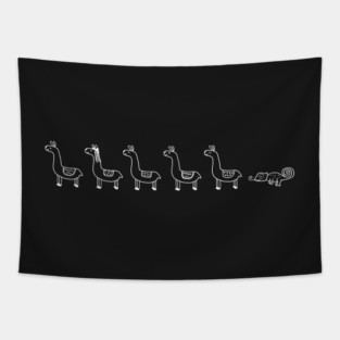 Llama Chameleon White Tapestry