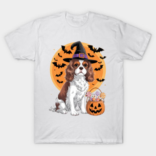 Cavalier Lantern Dog Pumpkin Halloween T-Shirt