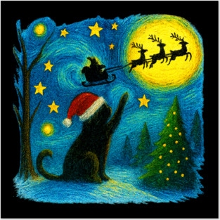 christmas-cat Posters and Art