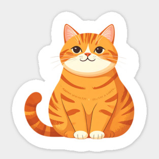 Adorable Smiling Orange Tabby Cat Design Sticker