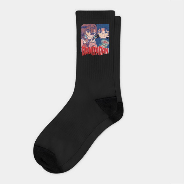 Takakura Ken, Momo Ayase Dandadan anime Retro Style Socks by Otaku Vibes