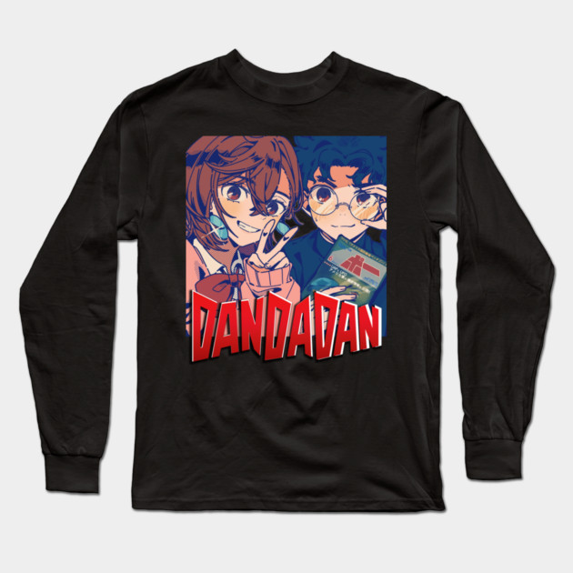 Takakura Ken, Momo Ayase Dandadan anime Retro Style Long Sleeve T-Shirt by Otaku Vibes
