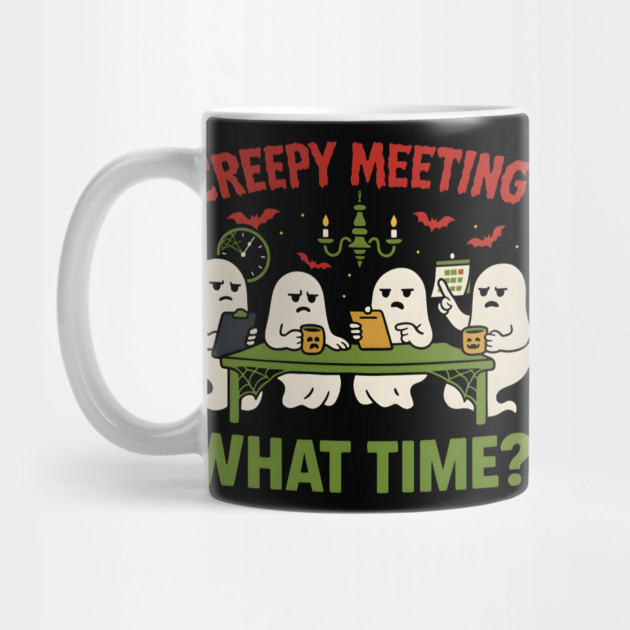 Creepy Meeting What Time Funny Ghost Office Halloween by MakerMind8.2