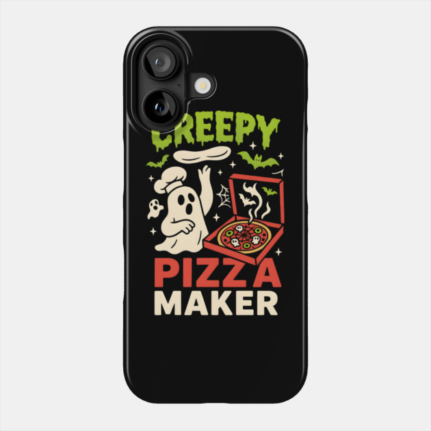 Creepy Pizza Maker Funny Ghost Halloween Foodie Phone Case by MakerMind8.2