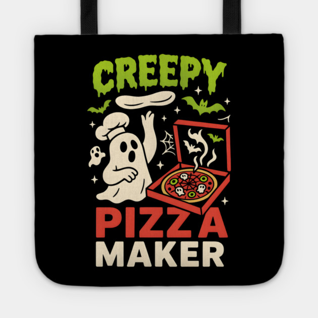 Creepy Pizza Maker Funny Ghost Halloween Foodie Tote by MakerMind8.2