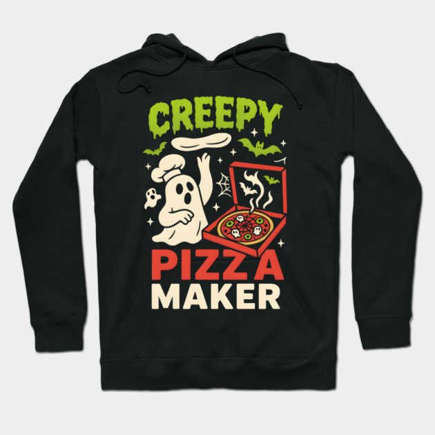 Creepy Pizza Maker Funny Ghost Halloween Foodie Hoodie by MakerMind8.2