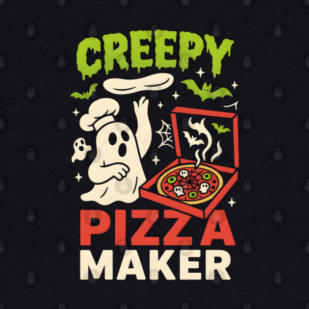 Creepy Pizza Maker Funny Ghost Halloween Foodie by MakerMind8.2