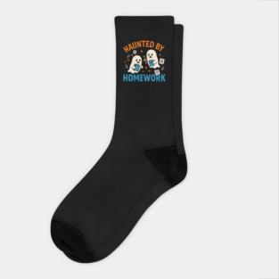 Haunted by Homework Funny Ghost Student Halloween Socks