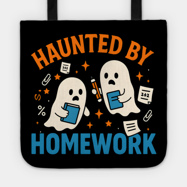 Haunted by Homework Funny Ghost Student Halloween Tote by MakerMind8.2