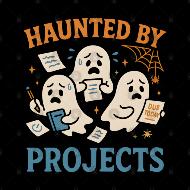Haunted by Projects Funny Ghost Halloween Work School by MakerMind8.2