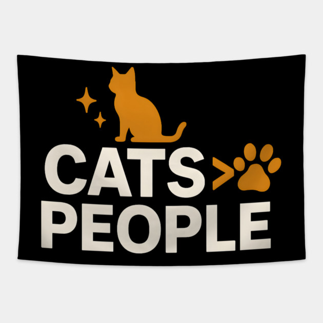 Cats > People Funny Cat Humor Gift for Cat Lovers Tapestry by MakerMind8.2