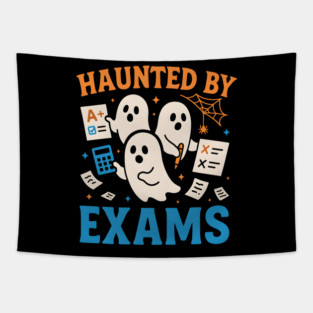 Haunted by Exams Funny Ghost Student Halloween Tapestry