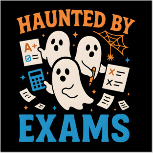 Haunted by Exams Funny Ghost Student Halloween Posters and Art