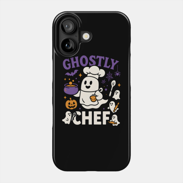 Ghostly Chef Funny Halloween Cooking Ghost Phone Case by MakerMind8.2