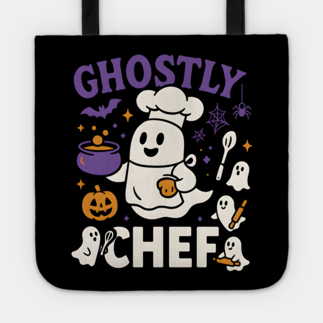 Ghostly Chef Funny Halloween Cooking Ghost Tote by MakerMind8.2
