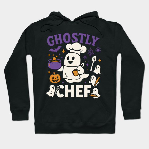 Ghostly Chef Funny Halloween Cooking Ghost Hoodie by MakerMind8.2