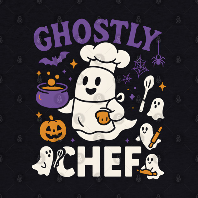 Ghostly Chef Funny Halloween Cooking Ghost by MakerMind8.2