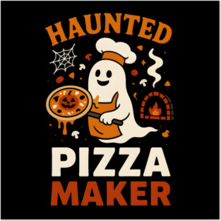 Haunted Pizza Maker Funny Ghost Halloween Posters and Art
