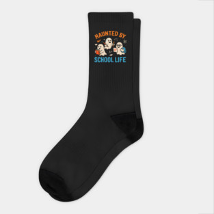 Haunted by School Life Funny Ghost Student Halloween Socks