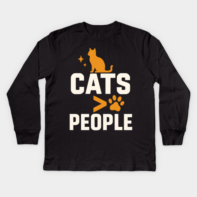 Cats > People Funny Cat Lover Pet Humor Kids Long Sleeve T-Shirt by MakerMind8.2
