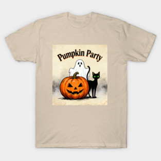 Creepy Vibes – Pumpkin Party — Ghost & Cat Smile | Birthday Gift | Anniversary Gift | Halloween gift | classic halloween | Wedding Gift | Gift Ideas. T-Shirt